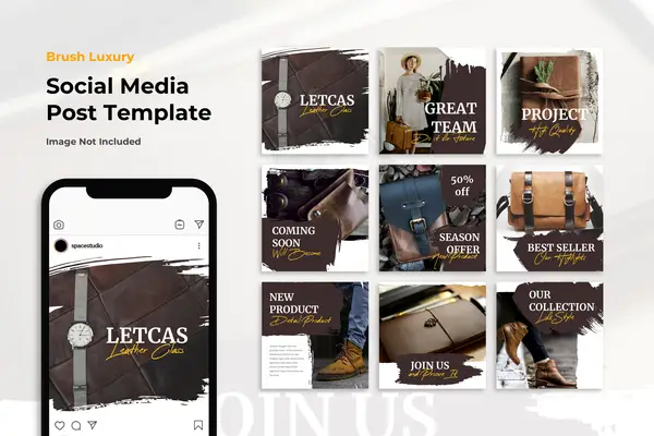 Luxury Brush Instagram 12 طرح بنر فروشگاهی لایه باز اینستاگرام | افزایش فروش با طراحی خلاقانه 2