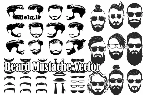 beard mustache vector 23 آرشیو حرفهای خلاقانه وکتور ریش و سبیل beard mustache vector 1