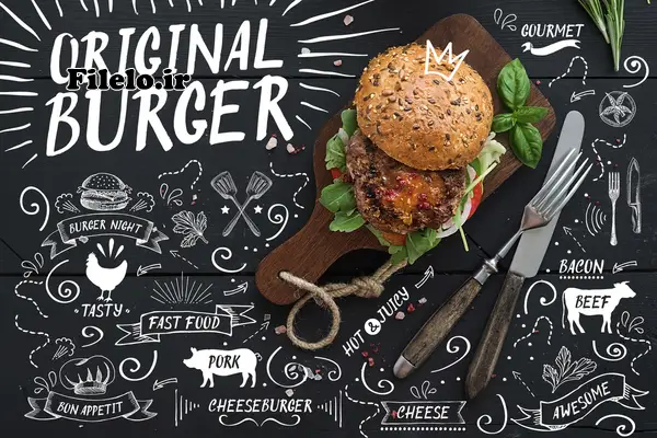 Original Burger Font 42 طراحی خلاقانه برای رستورانها با فونت انگلیسی همبرگر Burger 1