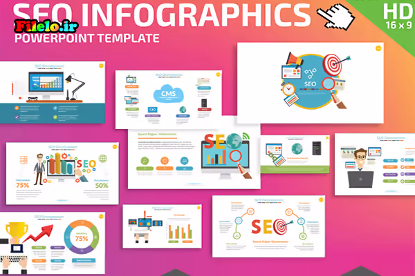 ارائه حرفه‌ای و جذاب خدمات SEO با قالب پاورپوینت سئو متحرک 1