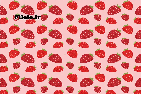 Strawberry flat classical messy design 17 الگوی توت فرنگی تخت کلاسیک 1