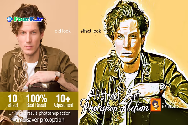 Abstract Art Photoshop Action 15 دانلود اکشن فتوشاپ هنری انتزاعی Abstract Art با افکت نقاشی مدرن 1