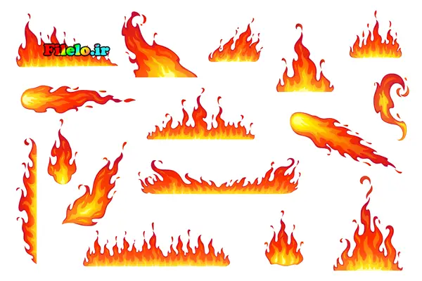 Cartoon isolated fire flames 19 دانلود وکتور کارتونی شعله های آتش برای طراحی دیجیتال و پروژه های گرافیکی 1