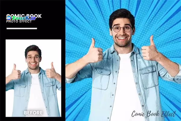 دانلود افکت عکس کتاب کمیک فتوشاپ Comic Book Photo Effect 1