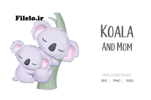 Koala & Mom 25 دانلود طرح لایه باز کارتونی کوآلا و مادر 1