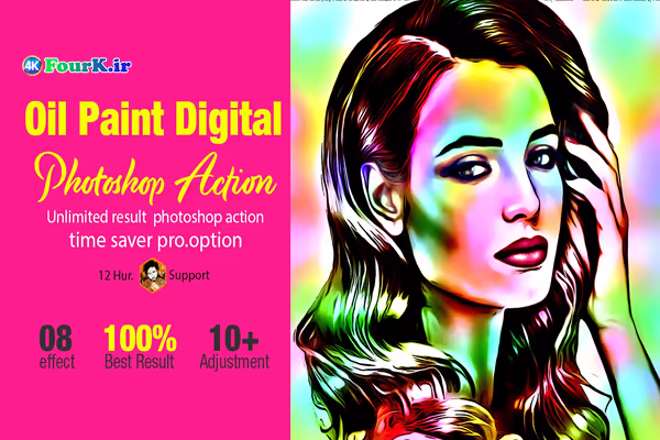 دانلود رایگان اکشن نقاشی دیجیتال رنگ روغن فتوشاپ Oil Paint Digital Art Action 1