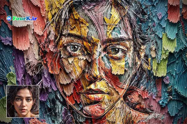 Thick Paint Template for Photoshop 6 دانلود تبدیل عکس به نقاشی رنگ روغن ضخیم فتوشاپ Thick Paint Template for Photoshop 2