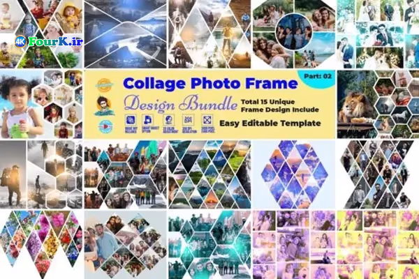 Unique Collage Photo Frame 31 دانلود مجموعه 15 قاب عکس کلاژ منحصر به فرد Unique Collage Photo Frame 1